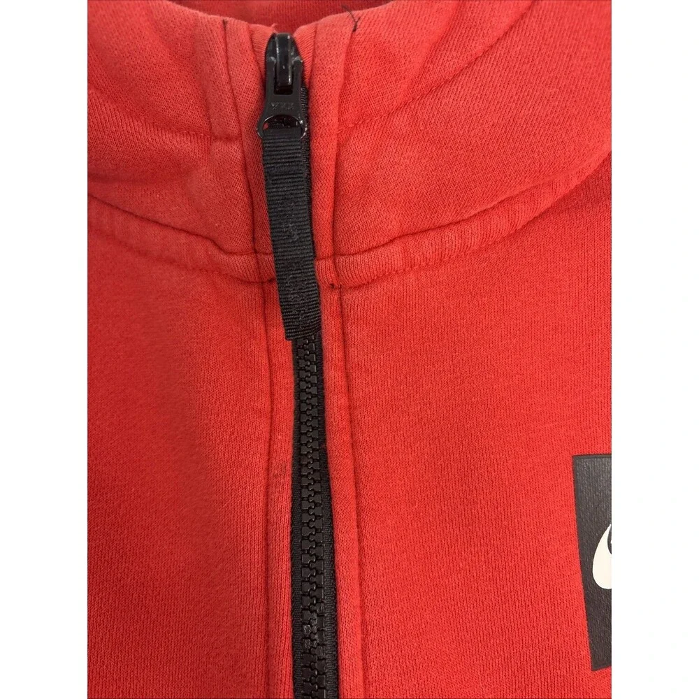 Nike Air Sweatshirt Boys Large Hoodie Full Zip Fleece Red Black Pockets Big Boys
